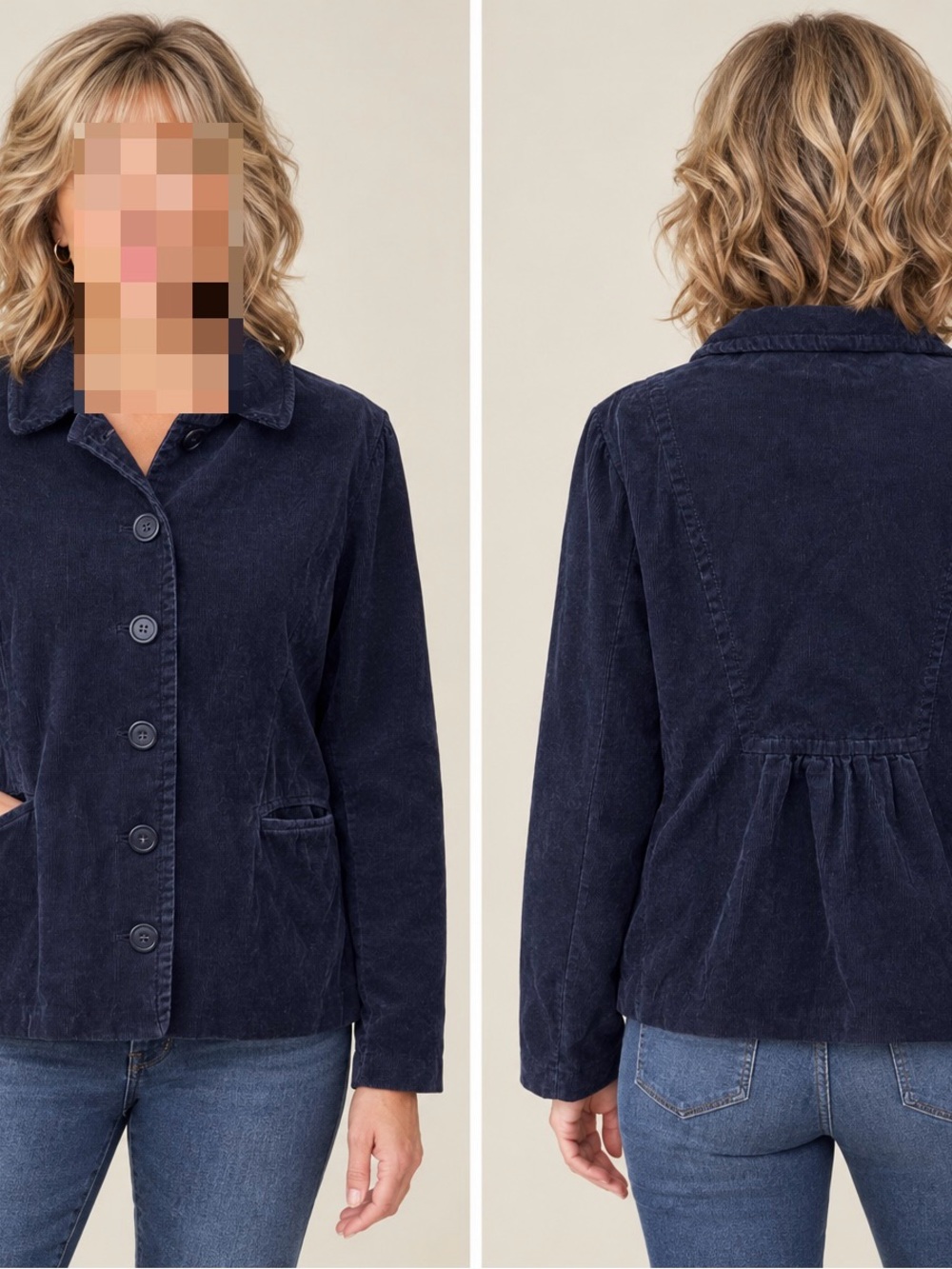 J. Crew Navy Corduroy Button-Front Jacket